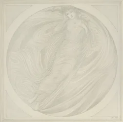 Eurídice flutuando entre chamas, 1872-75 (grafite sobre papel)